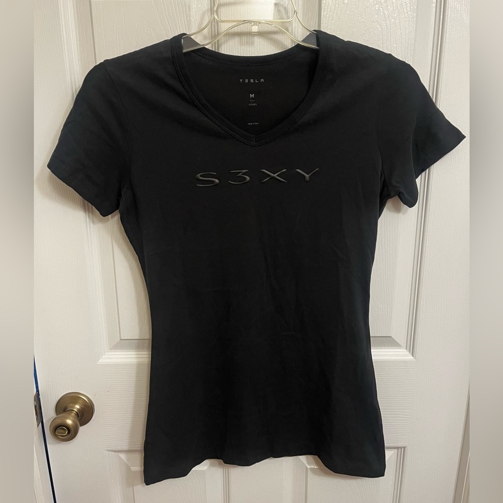 Tesla S3XY Women’s size Medium Black V-Neck Shirt